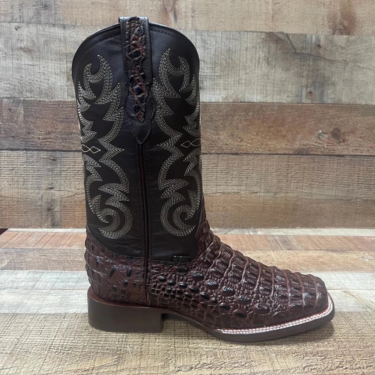 Men's Western Cowboy Genuine Leather with Crocodile Loin Print Est. 720 Brown - OriginalWestern.com