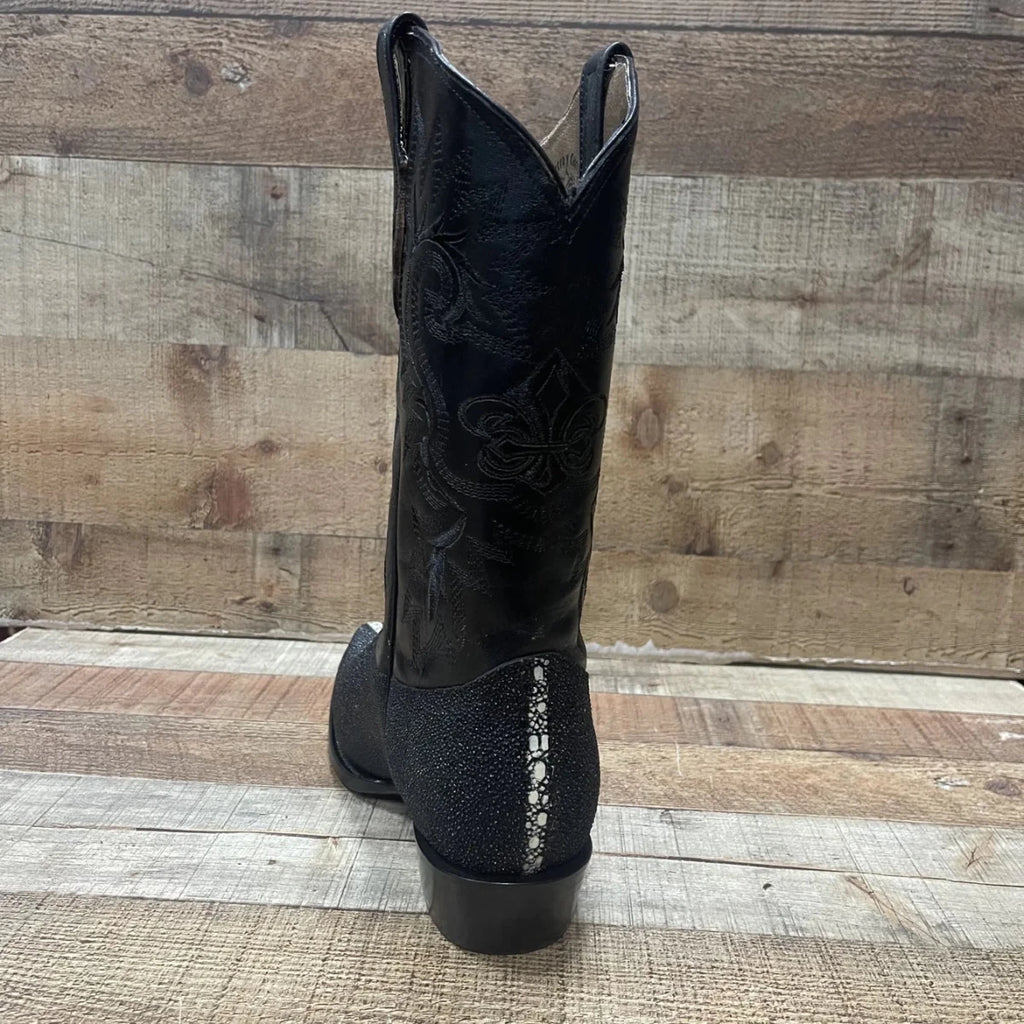 Men's Western Cowboy Genuine Pointed Toe Boots Stingray Est. 099 Black - OriginalWestern.com