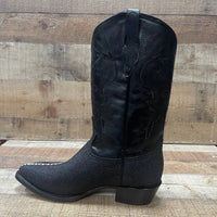 Men's Western Cowboy Genuine Pointed Toe Boots Stingray Est. 099 Black - OriginalWestern.com