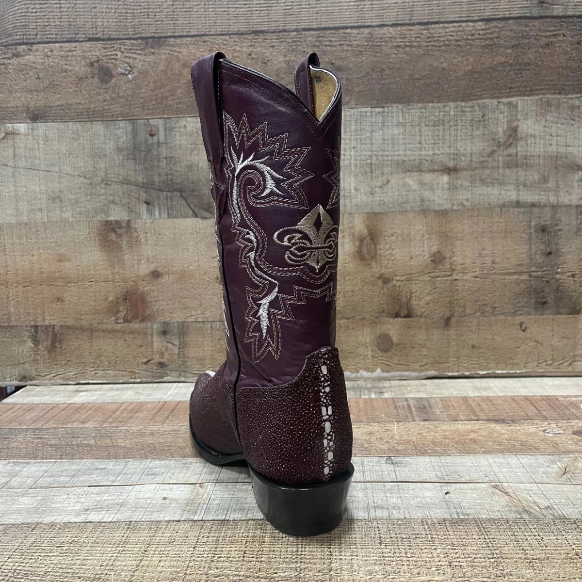 Men's Western Cowboy Genuine Pointed Toe Boots Stingray Est. 099 Wine - OriginalWestern.com
