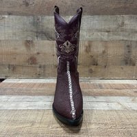 Men's Western Cowboy Genuine Pointed Toe Boots Stingray Est. 099 Wine - OriginalWestern.com
