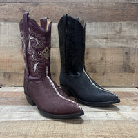 Men's Western Cowboy Genuine Pointed Toe Boots Stingray Est. 099 Wine - OriginalWestern.com