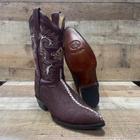 Men's Western Cowboy Genuine Pointed Toe Boots Stingray Est. 099 Wine - OriginalWestern.com