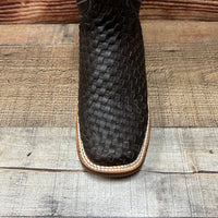 Men's Western Cowboy Hand Woven Square Toe Boots Petatillo Est.692 Black - OriginalWestern.com