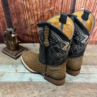 Men's Western Cowboy Hand Woven Square Toe Boots Petatillo Est.692 Sand - OriginalWestern.com