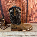 Men's Western Cowboy Hand Woven Square Toe Boots Petatillo Est.692 Sand - OriginalWestern.com