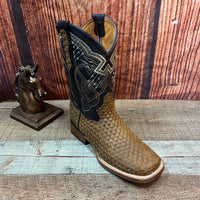Men's Western Cowboy Hand Woven Square Toe Boots Petatillo Est.692 Sand - OriginalWestern.com