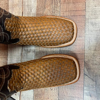 Men's Western Cowboy Hand Woven Square Toe Boots Petatillo Est.692 Sand - OriginalWestern.com