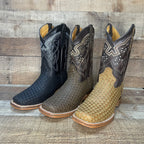 Men's Western Cowboy Hand Woven Square Toe Boots Petatillo Est.692 Tobacco - OriginalWestern.com