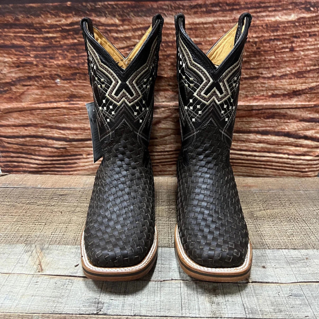 Men's Western Cowboy Hand Woven Square Toe Boots Petatillo Est.692 Tobacco - OriginalWestern.com