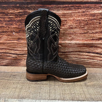 Men's Western Cowboy Hand Woven Square Toe Boots Petatillo Est.692 Tobacco - OriginalWestern.com