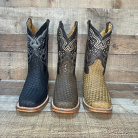 Men's Western Cowboy Hand Woven Square Toe Boots Petatillo Est.692 Tobacco - OriginalWestern.com