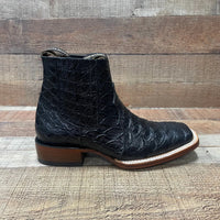Men's Western Cowboy Jumbo Phyton Print Genuine Cowhide Leather Ankle Boot Est. 389 Black - OriginalWestern.com