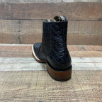 Men's Western Cowboy Jumbo Phyton Print Genuine Cowhide Leather Ankle Boot Est. 389 Black - OriginalWestern.com