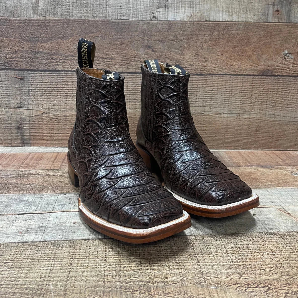 Men's Western Cowboy Jumbo Phyton Print Genuine Cowhide Leather Ankle Boot Est. 389 Brown - OriginalWestern.com