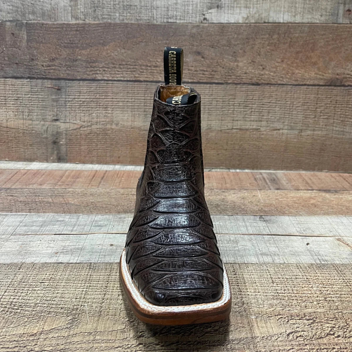 Men's Western Cowboy Jumbo Phyton Print Genuine Cowhide Leather Ankle Boot Est. 389 Brown - OriginalWestern.com
