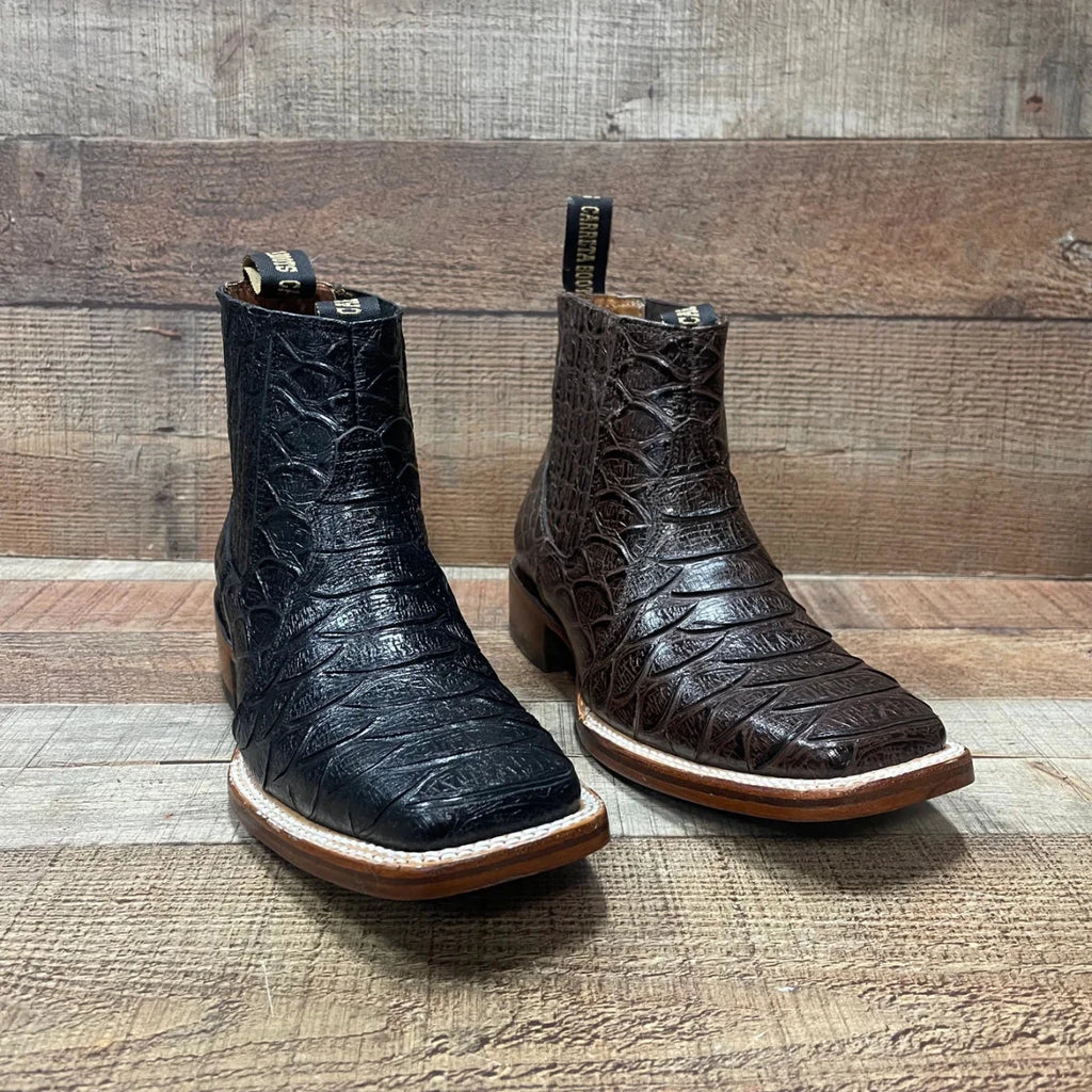 Men's Western Cowboy Jumbo Phyton Print Genuine Cowhide Leather Ankle Boot Est. 389 Brown - OriginalWestern.com