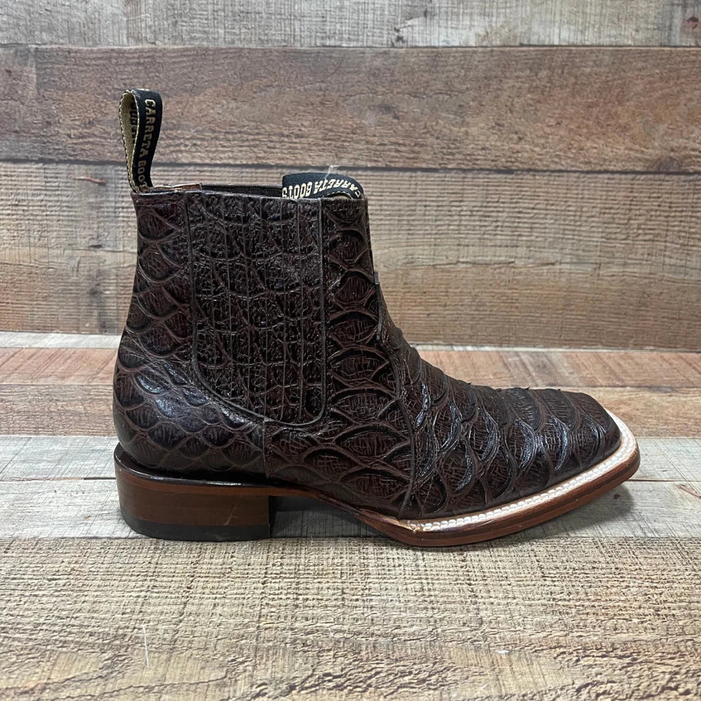 Men's Western Cowboy Jumbo Phyton Print Genuine Cowhide Leather Ankle Boot Est. 389 Brown - OriginalWestern.com