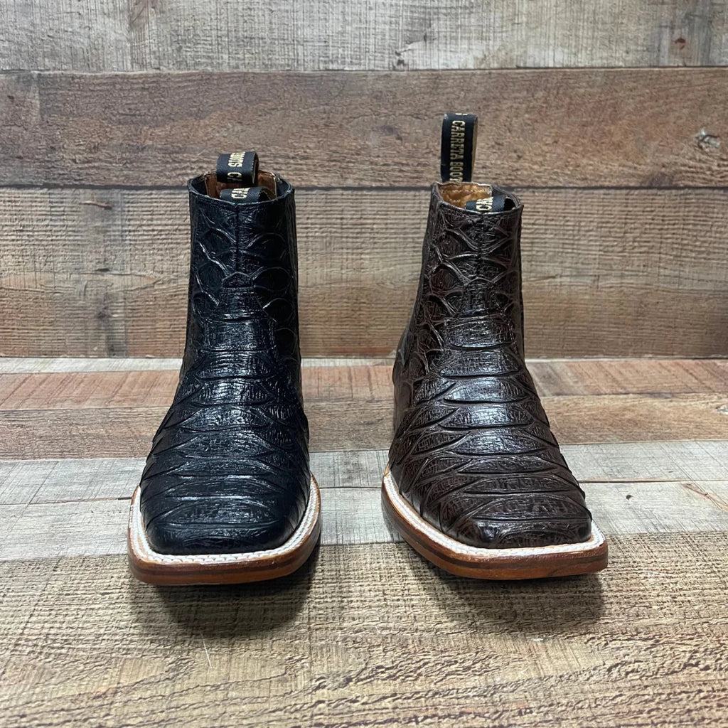 Men's Western Cowboy Jumbo Phyton Print Genuine Cowhide Leather Ankle Boot Est. 389 Brown - OriginalWestern.com