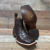 Men's Western Cowboy Jumbo Phyton Print Genuine Cowhide Leather Ankle Boot Est. 389 Brown - OriginalWestern.com