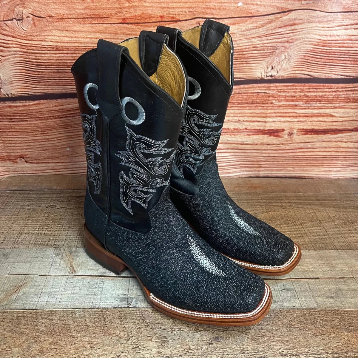 Men's Western Cowboy Leather Sting–Ray Print Square Toe Boot Est. 722 - OriginalWestern.com