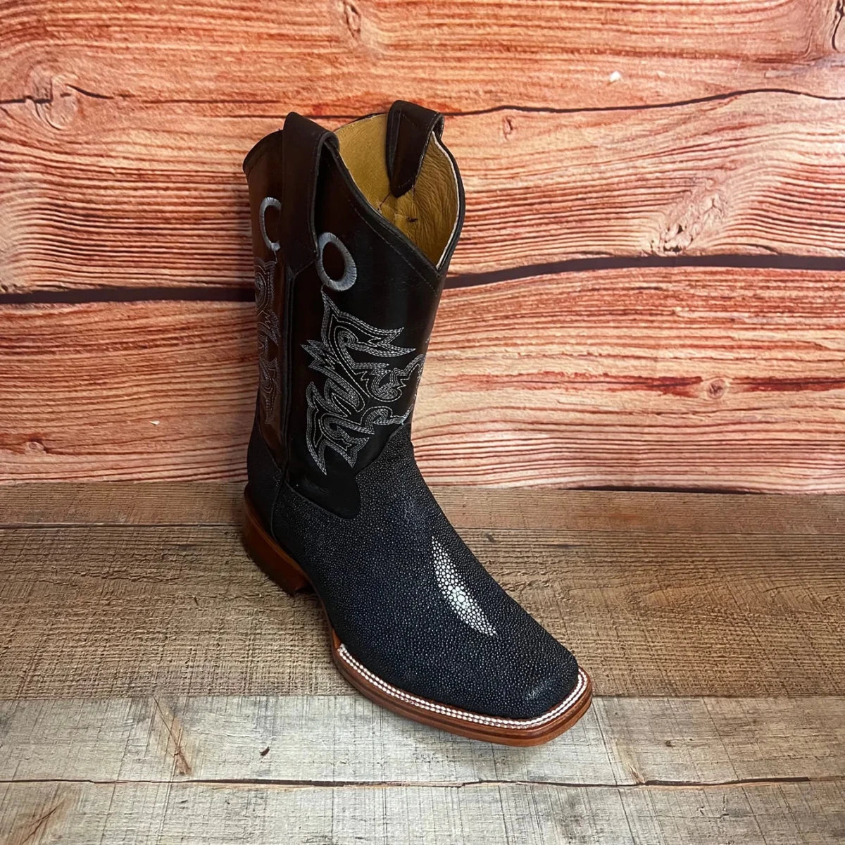 Men's Western Cowboy Leather Sting–Ray Print Square Toe Boot Est. 722 - OriginalWestern.com