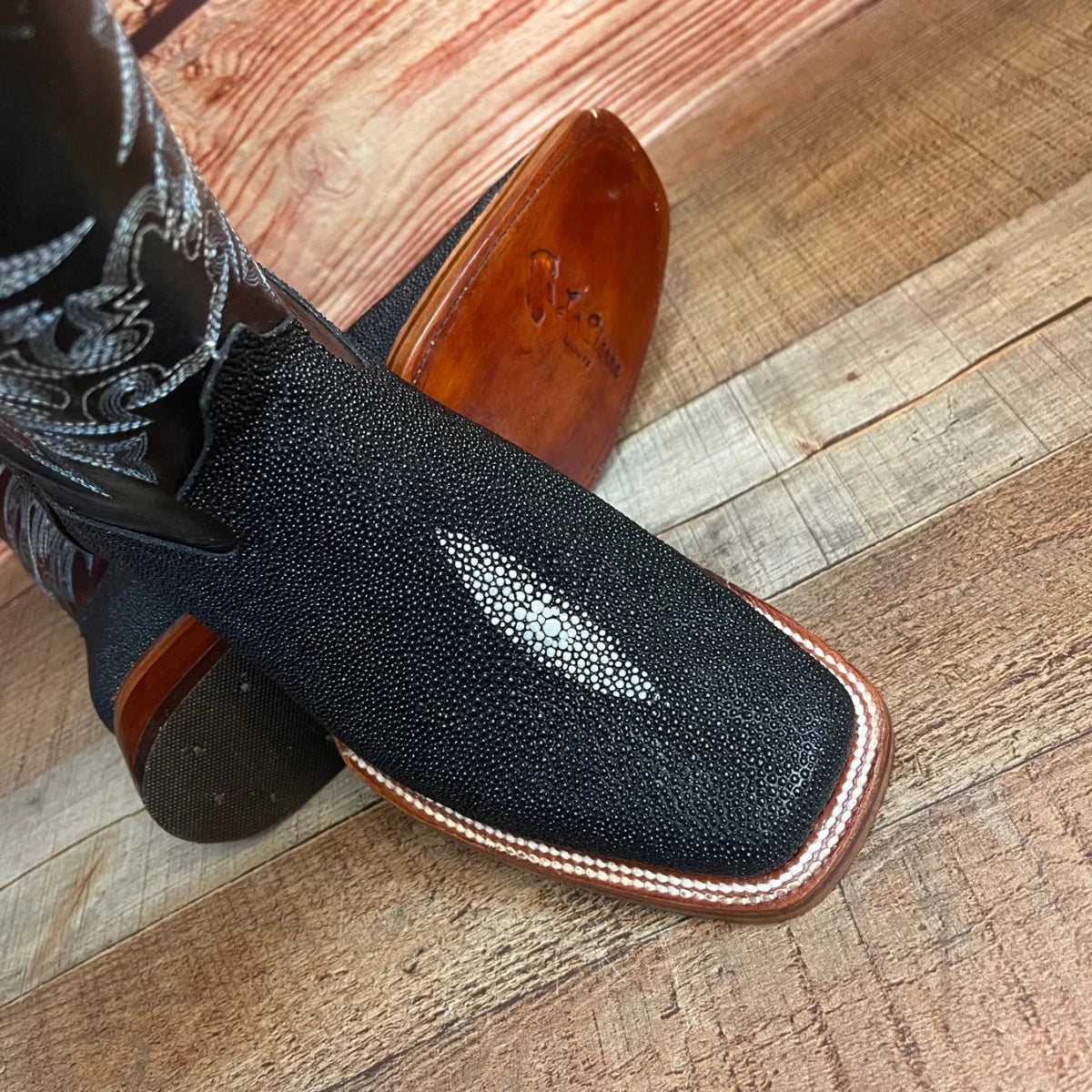 Men's Western Cowboy Leather Sting–Ray Print Square Toe Boot Est. 722 - OriginalWestern.com