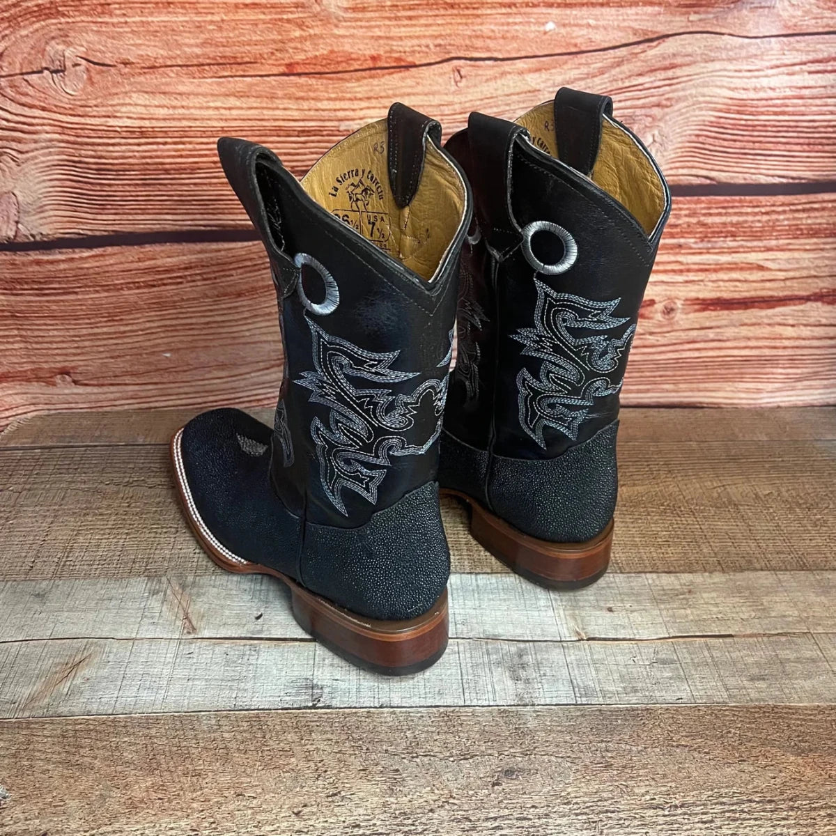 Men's Western Cowboy Leather Sting–Ray Print Square Toe Boot Est. 722 - OriginalWestern.com