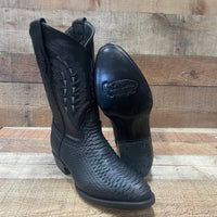 Men's Western Cowboy Pointy Boot Genuine Leather with Phyton Print Est. 096 Black - OriginalWestern.com