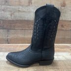 Men's Western Cowboy Pointy Boot Genuine Leather with Phyton Print Est. 096 Black - OriginalWestern.com