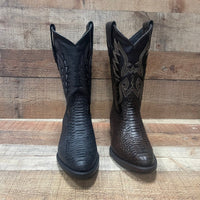Men's Western Cowboy Pointy Boot Genuine Leather with Phyton Print Est. 096 Black - OriginalWestern.com