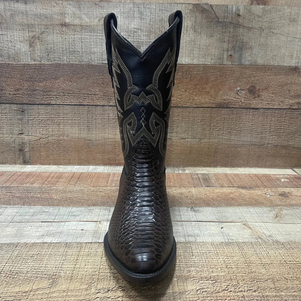 Men's Western Cowboy Pointy Boot Genuine Leather with Phyton Print Est. 096 Brown - OriginalWestern.com