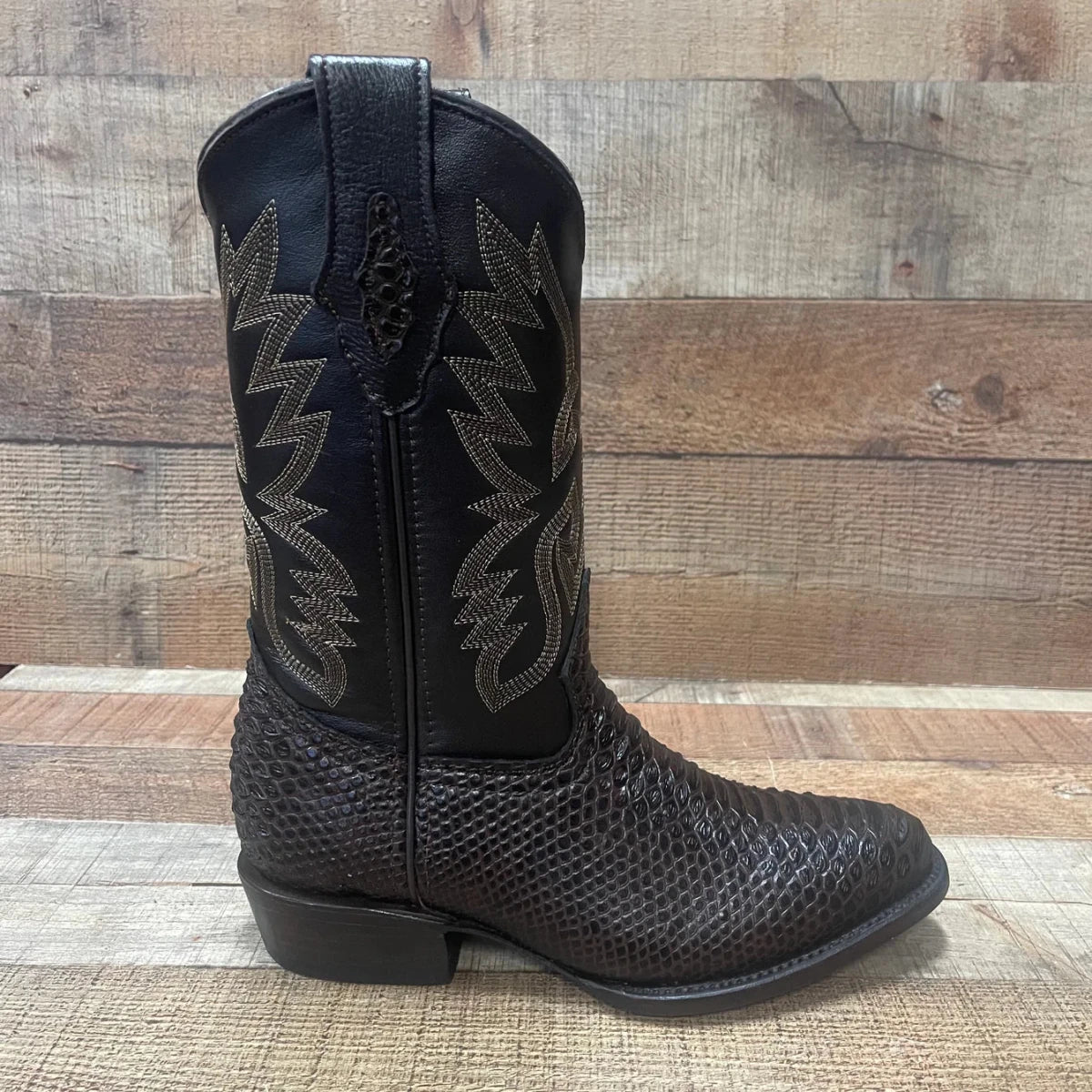 Men's Western Cowboy Pointy Boot Genuine Leather with Phyton Print Est. 096 Brown - OriginalWestern.com