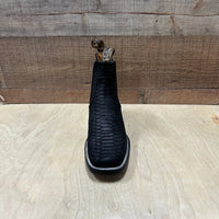 Men's Western Cowboy Python Print Genuine Cowhide Leather Ankle Boot Est. 715 Black - OriginalWestern.com