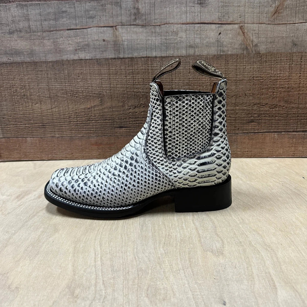 Men's Western Cowboy Python Print Genuine Cowhide Leather Ankle Boot Est. 715 Natural - OriginalWestern.com