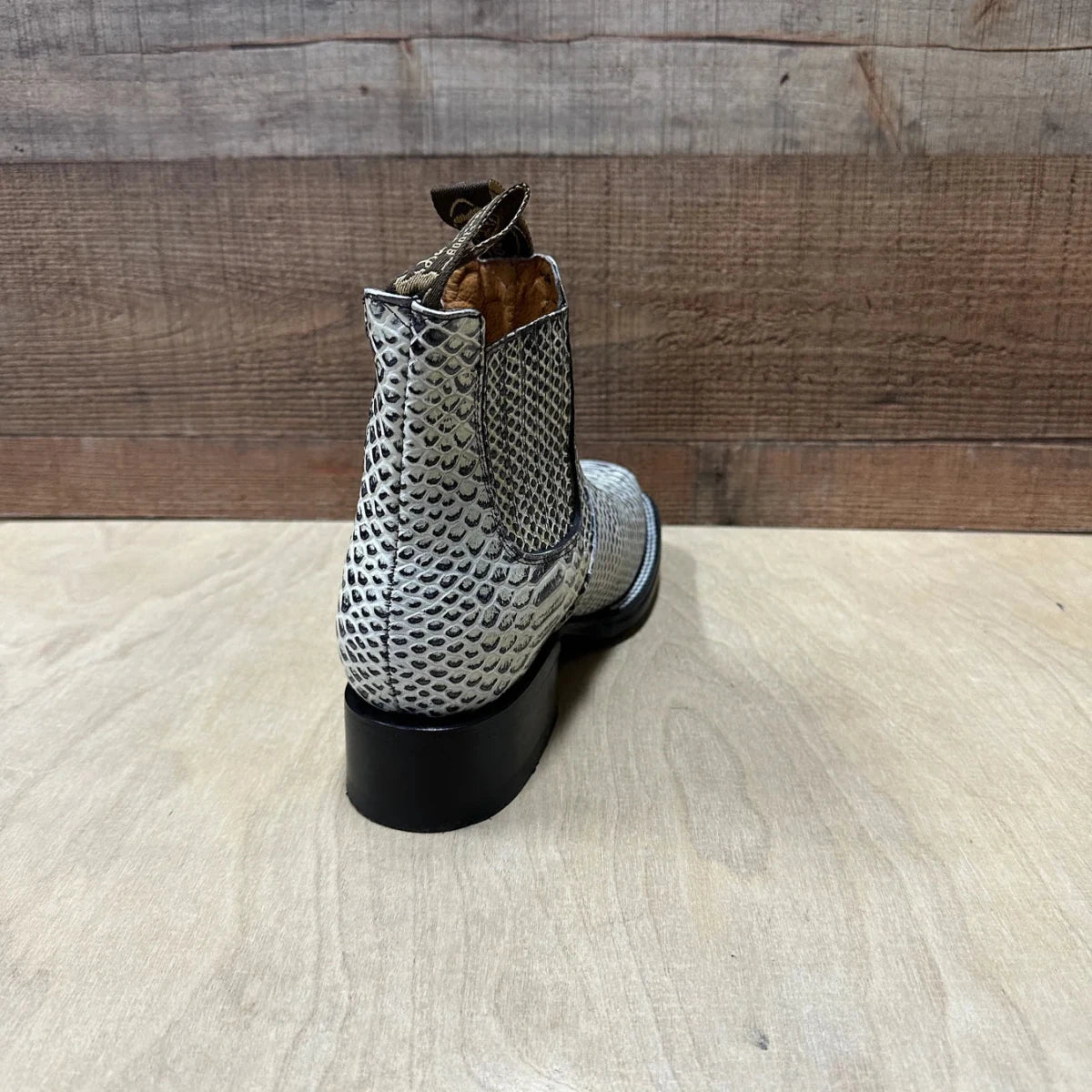 Men's Western Cowboy Python Print Genuine Cowhide Leather Ankle Boot Est. 715 Natural - OriginalWestern.com