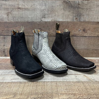 Men's Western Cowboy Python Print Genuine Cowhide Leather Ankle Boot Est. 715 Natural - OriginalWestern.com