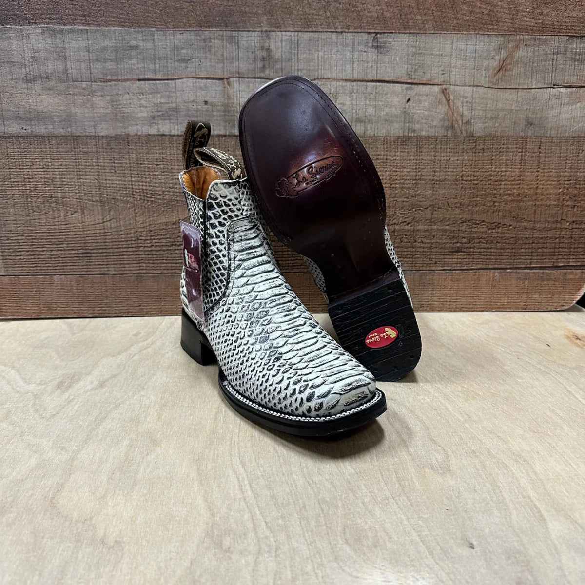 Men's Western Cowboy Python Print Genuine Cowhide Leather Ankle Boot Est. 715 Natural - OriginalWestern.com
