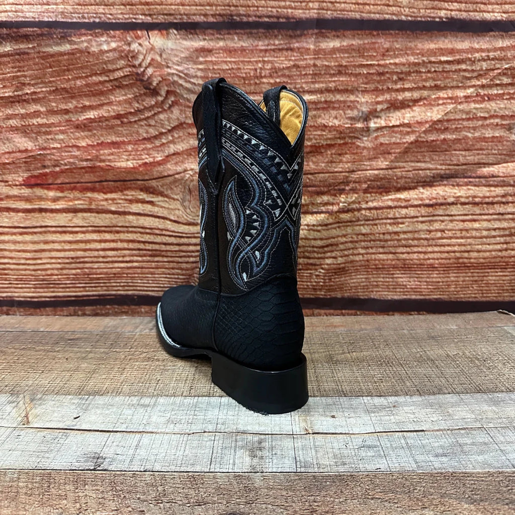 Men's Western Cowboy Python Print Genuine Cowhide Leather Boots Est. 695 Black - OriginalWestern.com