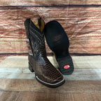 Men's Western Cowboy Python Print Genuine Cowhide Leather Boots Est. 695 Brown - OriginalWestern.com