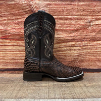 Men's Western Cowboy Python Print Genuine Cowhide Leather Boots Est. 695 Brown - OriginalWestern.com