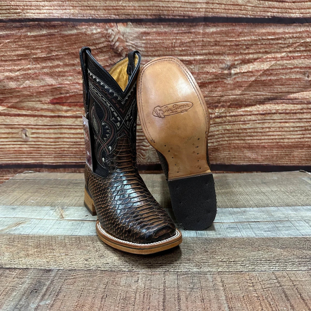 Men's Western Cowboy Python Print Genuine Cowhide Leather Boots Est. 695 Honey - OriginalWestern.com