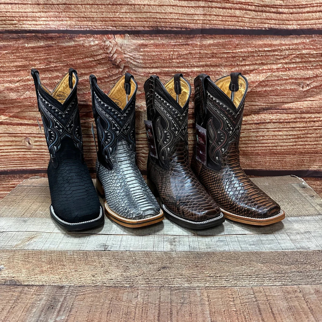 Men's Western Cowboy Python Print Genuine Cowhide Leather Boots Est. 695 Honey - OriginalWestern.com