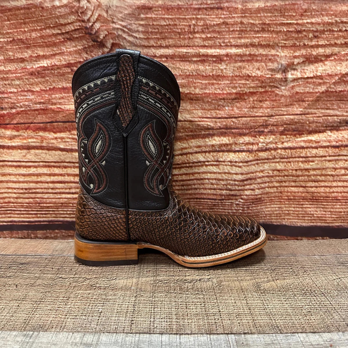 Men's Western Cowboy Python Print Genuine Cowhide Leather Boots Est. 695 Honey - OriginalWestern.com