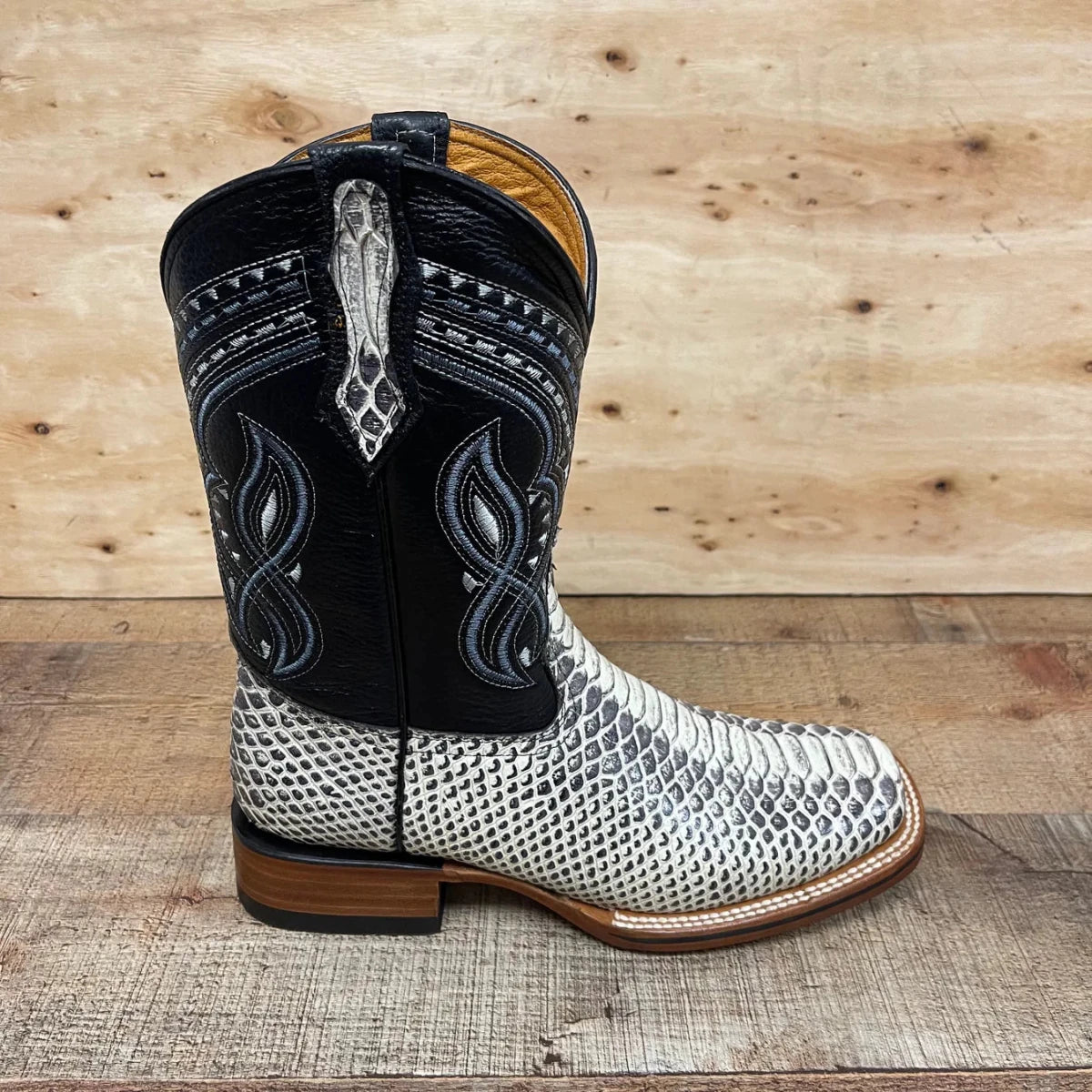 Men's Western Cowboy Python Print Genuine Cowhide Leather Boots Est. 695 Natural - OriginalWestern.com