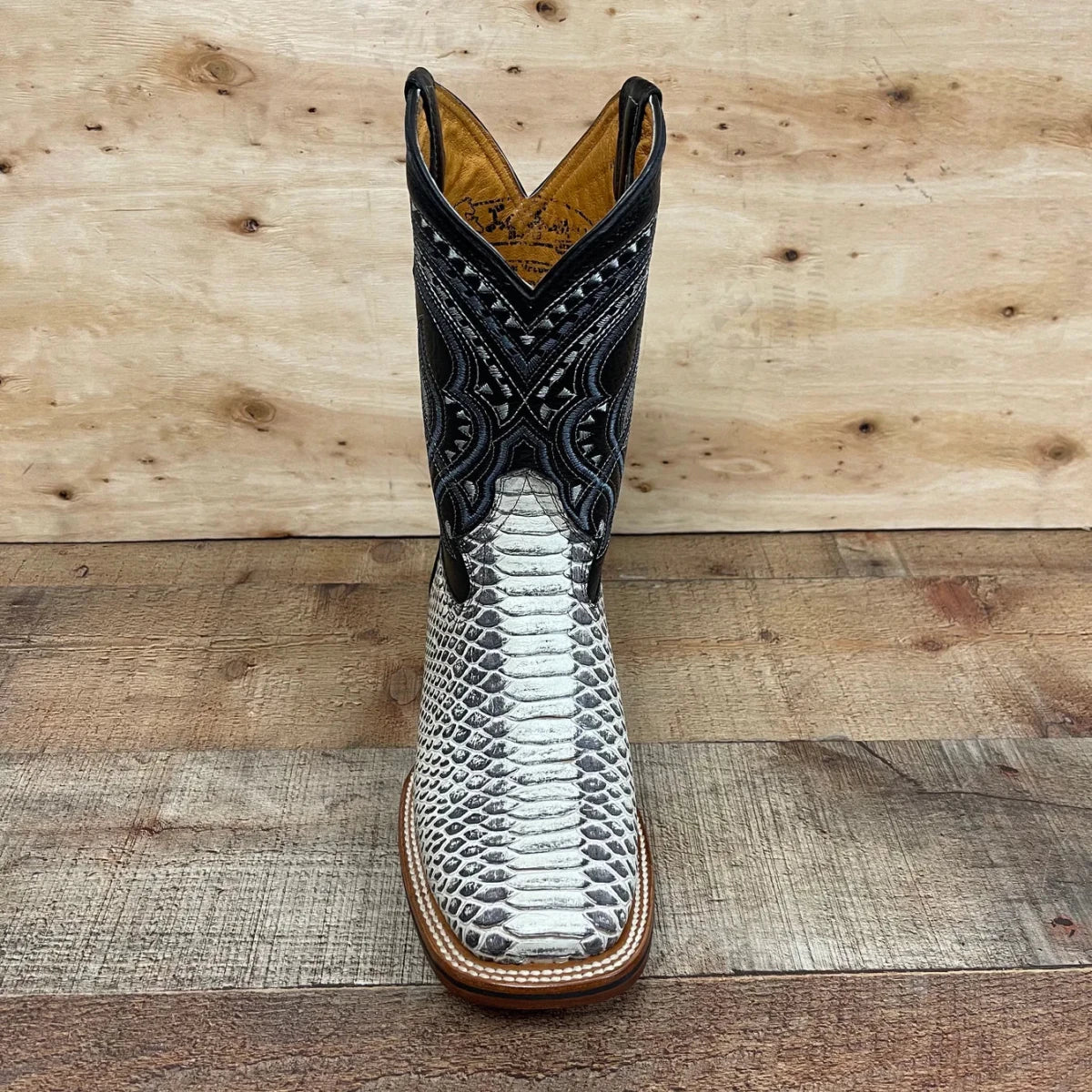 Men's Western Cowboy Python Print Genuine Cowhide Leather Boots Est. 695 Natural - OriginalWestern.com