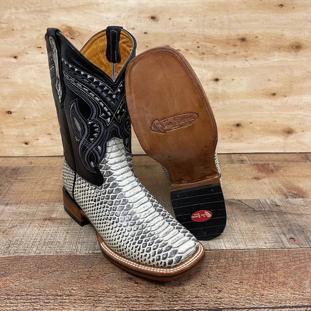 Men's Western Cowboy Python Print Genuine Cowhide Leather Boots Est. 695 Natural - OriginalWestern.com