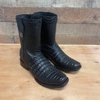 Men's Western Cowboy Side Zipper Genuine Leather with Caiman Print Dubai Toe Boots Est. 265 Black - OriginalWestern.com