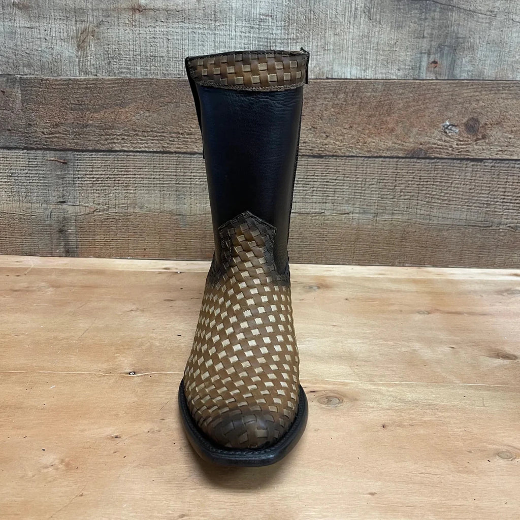 Men's Western Cowboy Side Zipper Genuine Leather with Handwoven Petatillo Style Dubai Toe Boots Est. 272 Tang - OriginalWestern.com