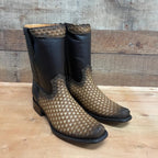 Men's Western Cowboy Side Zipper Genuine Leather with Handwoven Petatillo Style Dubai Toe Boots Est. 272 Tang - OriginalWestern.com